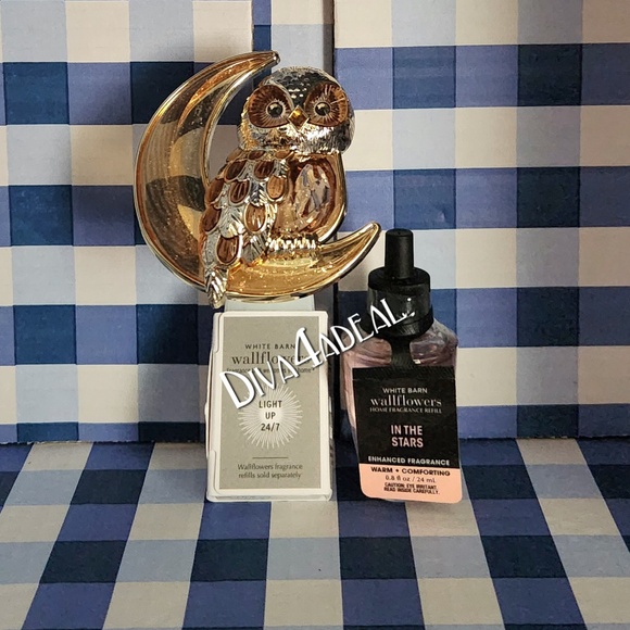 Bath & Body Works OWL ON MOON Nightlight Wallflower Plug & IN THE STARS Refill - Picture 1 of 3